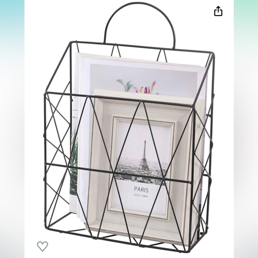 Black Wire Wall-Mount or Free-Standing Magazine Rack
